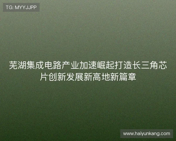芜湖集成电路产业加速崛起打造长三角芯片创新发展新高地新篇章